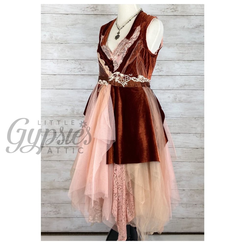 Listing Taken Down and Relisted, OOAK S/M Woodland Rust Victorian Fairy Dress - Picture 7 of 13